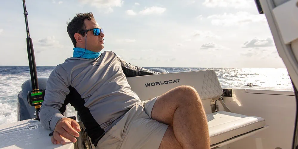 Man lounging on aft bench of 260CC-X